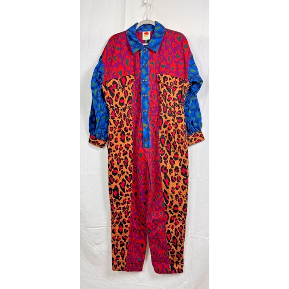 FARM Rio Pants - Farm Rio Leopard Retro Inspired Jumpsuit, Quilted, Medium, New!